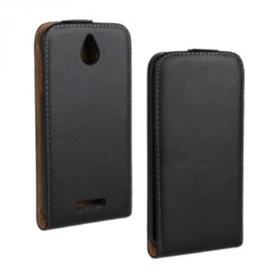 Etui Slim Luxy cuir noir pour HTC Desire-510 rabat vertical