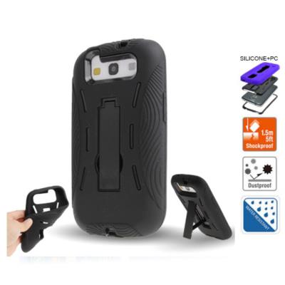 Coque antichoc silicone plastic stand pour Samsung Galaxy S3-noir