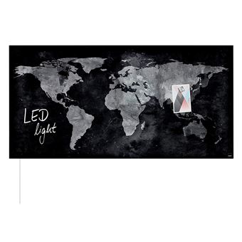 Sigel GL409 Tableau magnétique en verre Artverum LED 91 x 46 cm - carte du  monde, noir/gris - Ardoise - Achat & prix