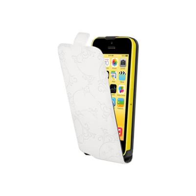 Muvit Made in Paris Slim - Flip cover voor mobiele telefoon - arabesque wit - voor Apple iPhone 5c