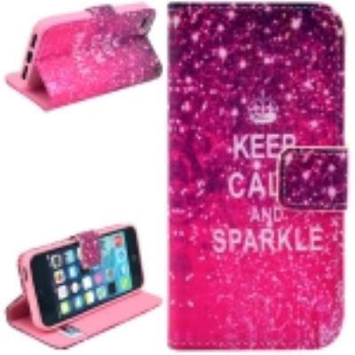 Iphone 5/5S Coque Housse Cuir PU Keep Calm