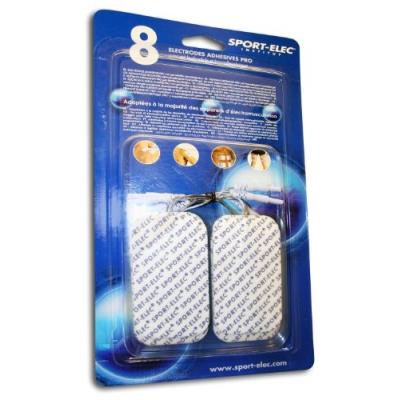 SPORT-ELEC ÉLECTRODES RECTANGULAIRES 8 PIÈCES BLEU/BLANC 89 X 50 MM