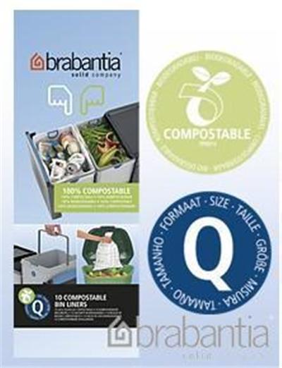 Sac BRABANTIA poubelle 18L biodégradable rouleau de 10 sacs -REF Q compostable