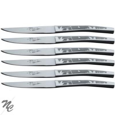Coffret 6 couteaux de table le thiers roger orfevre 810108 decor montagne