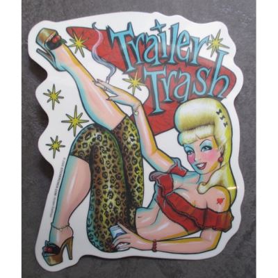 sticker pin up blonde trash leopard autocollant rockabilly