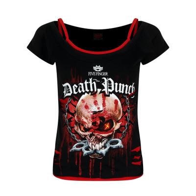 Five Finger Death Punch Top Spiral Assassin 2 in 1 Femme Noir