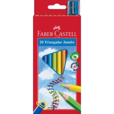 Faber-castell buntstifte jumbo dreikant, 20er kartonetui dreieckig, umweltfreundlicher wasserlack, lnge: 175 mm, bruchgeschtzte