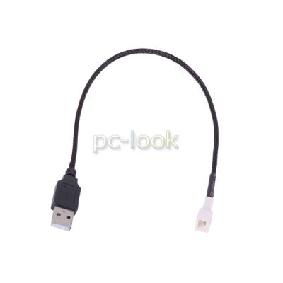 Adaptateur Alimentation USB vers Molex 3 broches - 30cm - Gaine Noire