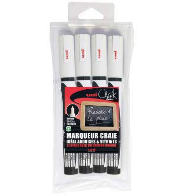 Etui de 4 marqueurs craie Pte conique fine CHALK Marker PWE3MS/4 0,9 - 1,3mm Blanc