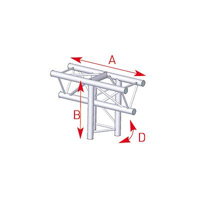 ASD 57ASX34 / Angle 3 départs 90Â° vertical lg 0m50 x 0m71
