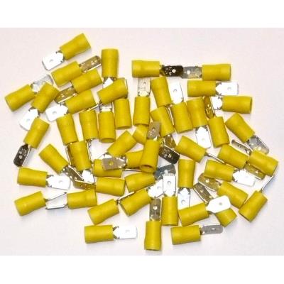 Cosses Electriques Males Jaunes 6.3 Sachet De 50 Cosses