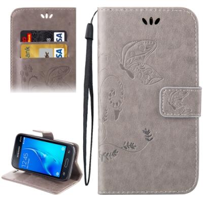 Galaxy J1 Mini Coque housse Cuir PU Gris Texture Peau