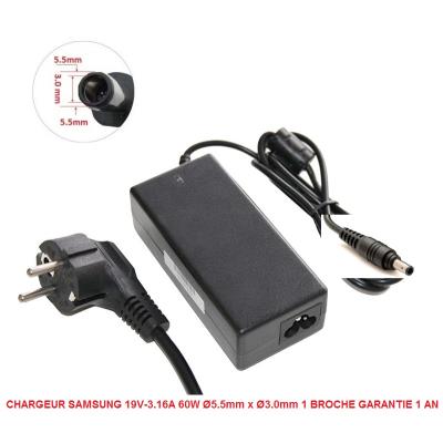 Chargeur Samsung 19V 3.16A 60W ordinateur portable - France Chargeur
