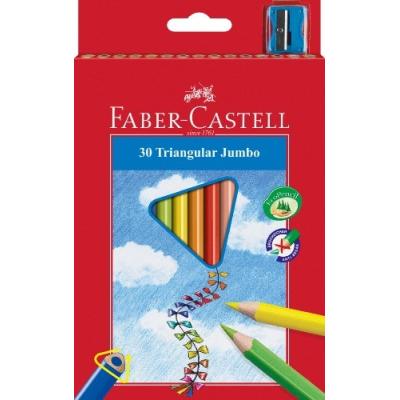 Faber-castell buntstifte jumbo dreikant, 30er kartonetui dreieckig, umweltfreundlicher wasserlack, lnge: 175 mm, bruchgeschtzte
