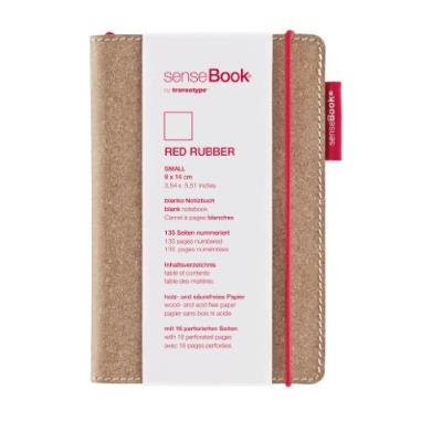 Transotype sensebook carnet vierge en cuir avec élastique rouge petite taille 75020600