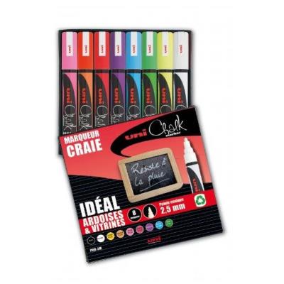 Boîte de 8 marqueurs craie Pte conique moy. CHALK Marker PWE5M/8 1,8 - 2,5mm Assorti