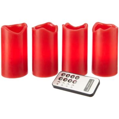 4er Led Wachskerzen-Set Rot