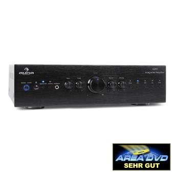 auna AV2-CD708 - Ampli HiFi stereo avec 5 entrées RCA et égaliseur 3 bandes, 125 RMS - inox brossé - 1