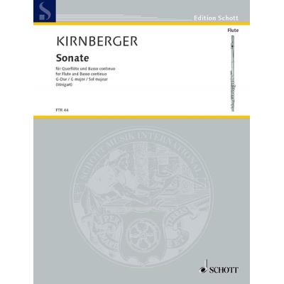 Partitions classique SCHOTT KIRNBERGER JOHANN PHILIPP - SONATA G MAJOR - FLUTE AND BASSO CONTINUO Flûte traversière