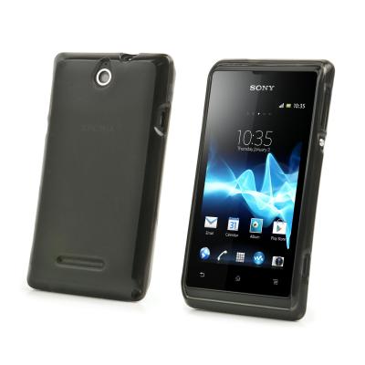 Muvit MFX Minigel - Beschermhoes voor mobiele telefoon - thermoplastic polyurethaan (TPU) - donker rookkleurig - voor Sony XPERIA E
