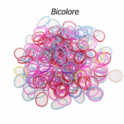 300 élastiques Loom - Bicolore Multicolore-Blanc