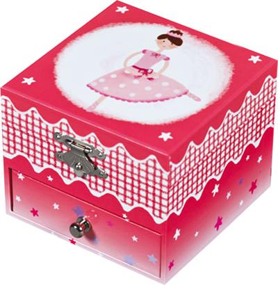 Trousselier - Boite à bijoux musicale cube Ballerine rose