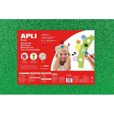 Mousse EVA thermoform. 40x60 cm - Vert pailleté - 3 feuil. - APLI AGIPA