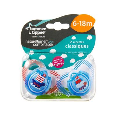 Lot de 2 sucettes classique garçon - 6/18 m