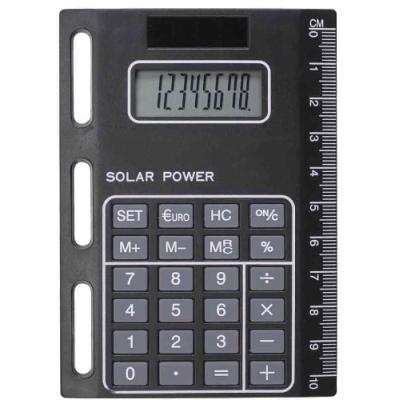 Bind calculatrice solaire modell 1020, avec perforation universelle, noir en plastique, idéale pour