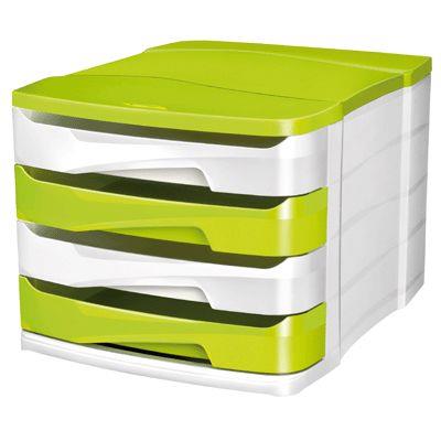 Module de 4 tiroirs Isis blanc et vert anis