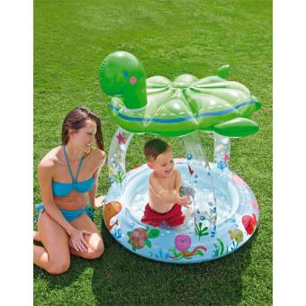 Piscine Pataugeoire Gonflable Enfant Avec Pare Soleil Tortue Jeu