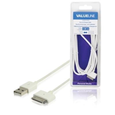 Câble de synchronisation et chargement pour ipad iphone ipod à connecteur apple 30 broches vers usb 2.0 a mâle blanc 2,00 m