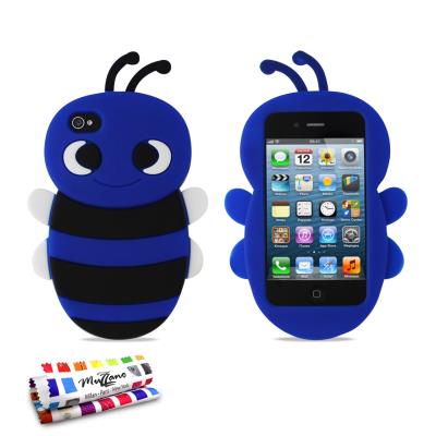 Coque souple Bleu nuit , Abeille,  ORIGINALE de MUZZANO pour APPLE IPHONE 4S