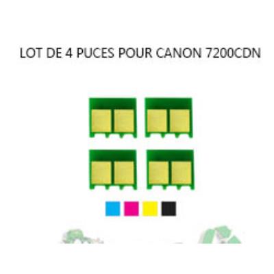 LASER- CANON Lot de 4 Puces NOIR+ COULEUR Toner LBP 7200CDN