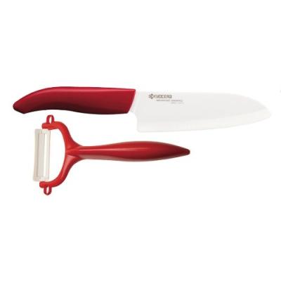 KYOCERA GIFT SET RD COUTEAU DU CHEF : 1 FK-140-WH RD + 1 EPLUCHEUR CP-10-NRD ROUGE
