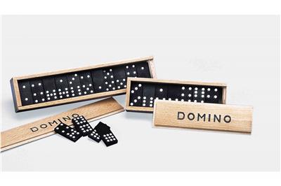 Jeu de Domino 55 pièces couleur noir dans une boîte en bois