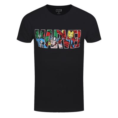 Marvel Comics T-Shirt Logo Infill Design Homme Noir