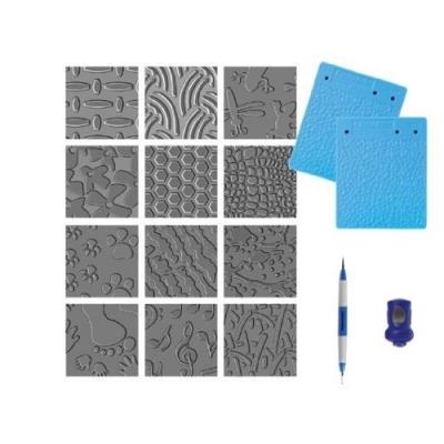 FISKARS - Set plaques de texture + stylet + outil de gaufrage