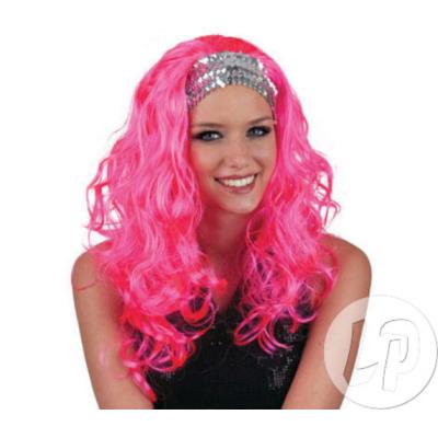 perruque cheveux longs gogo danseuse rose