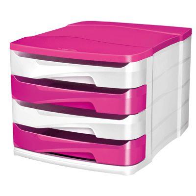 Module de 4 tiroirs Isis blanc et rose