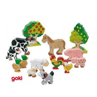 Animaux de la ferme en bois, 14 pièces - Figurine pour enfant - Achat &  prix
