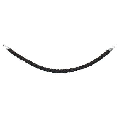 Corde tressée noire pour poteaux d'accueil chromé 1,5m
