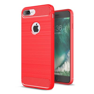Coque en TPU fibre carbonne décoré pour iPhone 7 plus 5.5 - Rouge