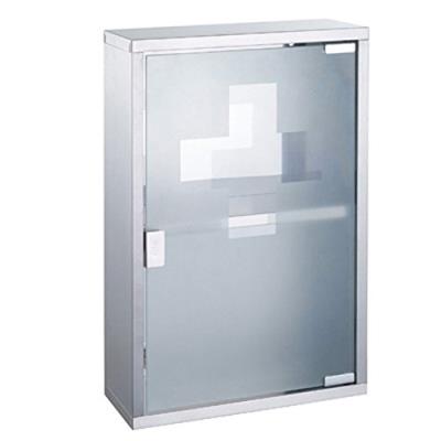 Msv 140490 armoire pharmacie verre trempé/acier inox brossé 30 x 12 x 45 cm