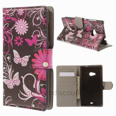 Housse etui coque pochette portefeuille PU cuir pour Microsoft Nokia Lumia 535 + film ecran - FLEURS N