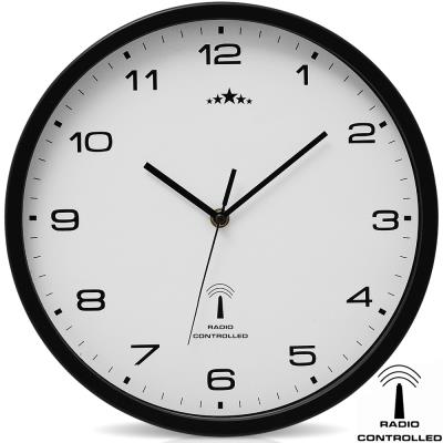 Horloge Murale radio pilotée Ø 31cm changement heure automatique - Noir