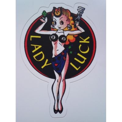 mini sticker pin up lady luck autocollant hot rod kustom