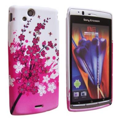 Housse SoftyGel Flower Noire/Rose pour Sony Ericsson RAY