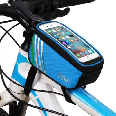 Sacoche vélo B-SOUL Front Top Tube Etanche avec Touch - Bleu
