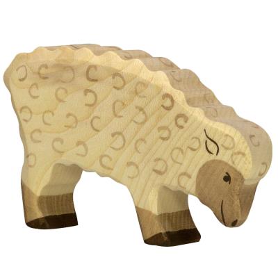 Figurine en bois holztiger : animaux de la ferme : mouton mangeant holztiger